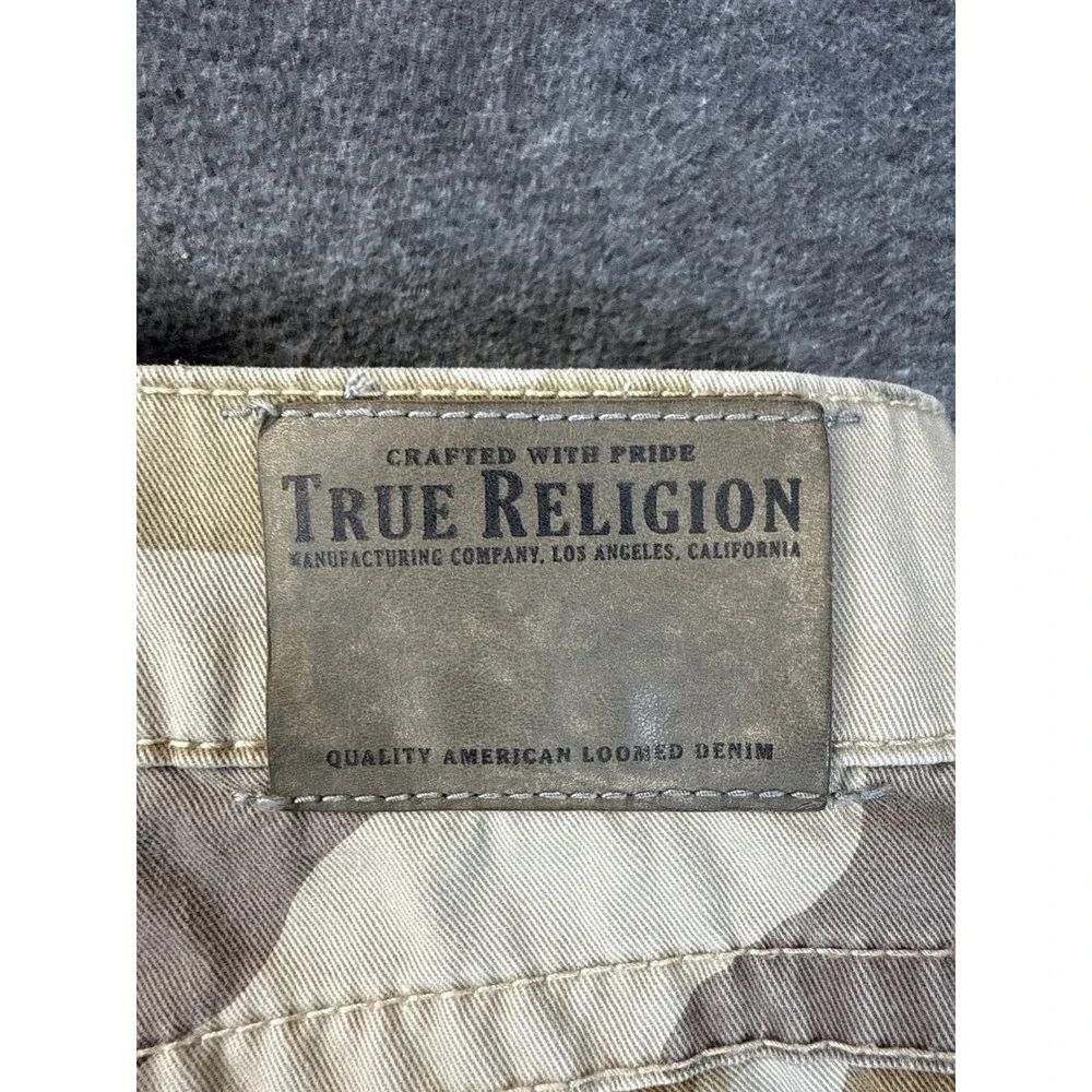 True Religion Ricky Pants Mens 42 Tan Camo Flap Straight Leg Military Preppy Hip